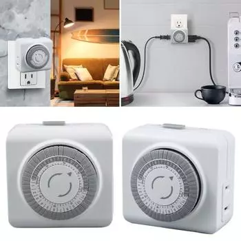 Встраиваемый механический таймер с 30-минутными интервалами, ежедневными 48 настройками включения/выключения, автоматическим управлением, универсальным таймером, розеткой, таймером, переключателем белый