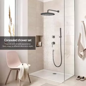 Встраиваемый смеситель для душа из латуни с регулирующим клапаном, настенный, 2 функции, 10 дюймов, смеситель для ванной комнаты, отдельный держатель для горячей и холодной воды, скрытый набор Thin 2MM