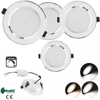 Встраиваемый светодиодный потолочный светильник с регулируемой яркостью 220 В 3 Вт 5 Вт 7 Вт 9 Вт Даунлайт для гостиной спальни 3W 85-265V Not-dim холодный белый