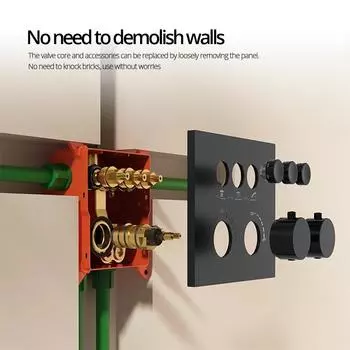 Встраиваемый термостатический смеситель для душа с потолочной душевой головкой и полкой из бронзы, настенный смеситель и кран для горячей и холодной воды в ванной комнате