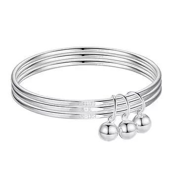 Встречайте Sansheng Sanshi серебряный браслет женский закрытый однотонный Sanhuan Qixi браслет на день Святого Валентина модный тренд подарок 6.2cm