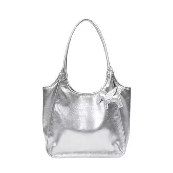 «Встречайте сверхлегкую сумку-тоут, женскую сумку с серебристой текстурой, высококачественную сумку для поездок на работу, большую сумку через плечо. серебряный