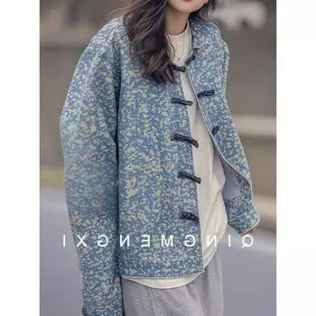 Встречное снятие Хвостовой заказ Европейские товары Самые продаваемые Модный Стильный Супер Милый Уникальный Красивый Новый Китайский Национальный Стиль Верхняя одежда Женщины Blue S