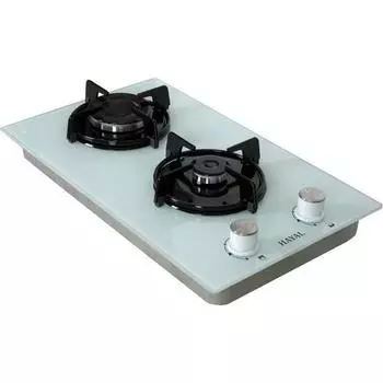 Встроенная газовая белая плита с 2 конфорками и зажигалкой