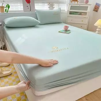 Встроенная простыня, роскошный наматрасник из египетского хлопка, вышитые покрывала, эластичное постельное белье, мягкая простыня без наволочки 2xPillowcase 48x74cm