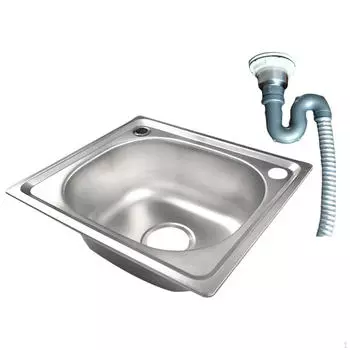 Встроенная раковина из нержавеющей стали, одинарная чаша, быстрый слив, глубокая чаша со шлангом-ситечком для 42cmx37cm