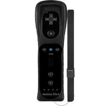 Встроенный беспроводной пульт дистанционного управления Motion Plus 2 в 1, геймпад, джойстик для Nintendo Wii/Wii U, с силиконовым чехлом и ремешком на руку 15*3.6*1.8cm чёрный