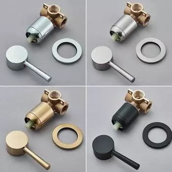 Встроенный переключатель смесителя, латунный смеситель, скрытый двухфункциональный регулирующий клапан для горячей и холодной воды, смеситель для ванной комнаты, распределительный клапан для душа чёрный