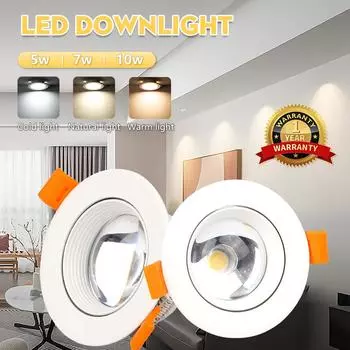 Встроенный точечный светильник 85-265 В, светодиодный точечный светильник, трехцветный светодиодный потолочный светильник для гостиной, ванной комнаты, светильник для внутреннего освещения