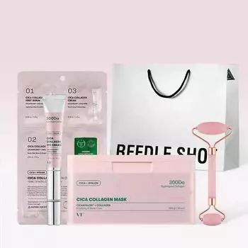 VT Cica Collagen Mask 30 листов и набор кремов для глаз (+Роллер для лица, коллагеновая 3-шаговая маска в подарок)