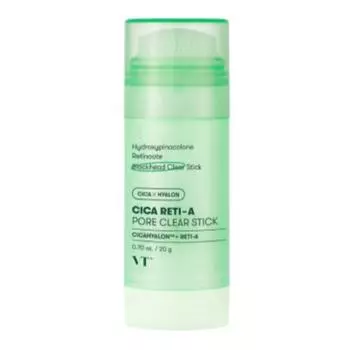 VT Cica Reti-A Pore Clear Stick 20 г – Бальзам для ухода за порами с ретинолом и центеллой азиатской для борьбы с черными точками, контроля выработки кожного сала и гладкости кожи 20g