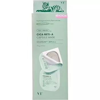 VT COSMETICS VTCOSMETICS CICA Капсульная маска 7,5 г 10 2 вида Сухая кожа чувствительная грязевая глиняная маска (Капсульная маска CICA Letchi A), 1 шт.