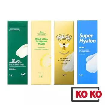 VT [DAISO] Маска для сна VT 4 мл X 6 шт. (4 Типы) / Cica, Hyalron, Vital, Progloss Cica (6ea)