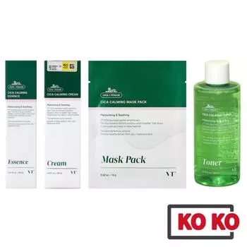 VT [DAISO] Успокаивающие коллекции Cica / Тонер, Эссенция, Крем, Маска-пленка Mask Sheet (4pcs)