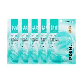 VT PDRN Radiance Тканевая маска 1 шт. 25 г, Маска для сияния и лифтинга 1 шт. (27 г) + Эссенция для сияния 1,5 мл (7 вариантов) #Sheet Mask 25g x 5sheets