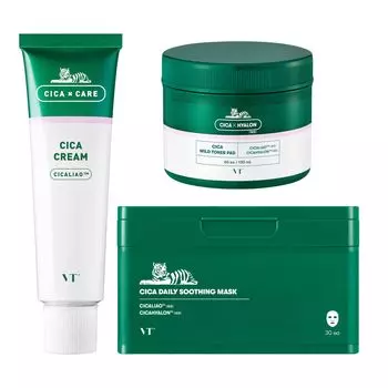 VTCOSMETICS Cica Daily Soothing Mask Cica Cream Cica Mild Toner Pad Set Moisturizing Dry Skin Sensitive Skin Mask Pack Протирание лосьоном Vest Set of & &