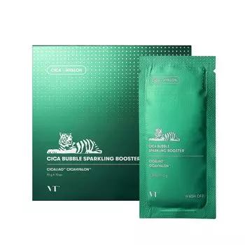 VTCOSMETICS VT CICA Bubble Sparkling Booster 10 г x 10 шт. Увлажнение Увлажнение Сухая кожа Увлажнение Уход за порами Газированная маска Пенная маска Отшелушивание