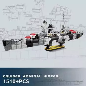 Вторая мировая война Немецкий военный Вторая мировая война Линейный корабль Класс Крейсер Конструктор Военный корабль Крейсер Модель Кирпичи Дети Детская игрушка Подарок на день рождения No Box