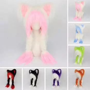 Вторичная симпатичная стильная шапка-кошка для мужчин и женщин в стиле аниме, защитная шапка для ушей, плюшевая теплая шапка для девочки розовый