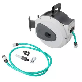 Втягивающаяся садовая шланговая катушка 65,6 футов 1/2 дюйма шланг любой длины фиксатор автоматическая смотка поворотный кронштейн настенный монтаж