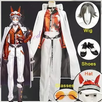 Vtuber Mysta Rias Nijisanji Косплей Костюм Парик Рубашка Брюки Шляпа Очки Обувь Luxiem Костюм Хэллоуин Праздничная Одежда Для Мужчин Женщин WigOnly-One Size&VTuber