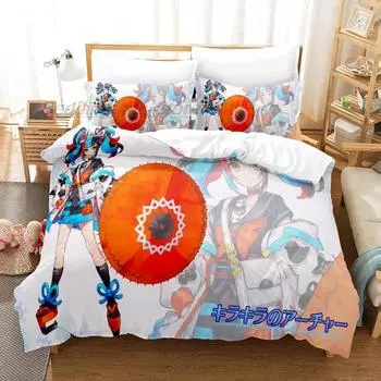 VTuber Ookami Mio Bedding Set Single Twin Full Queen King Size Bed Set Aldult Kid Bedroom Duvetcover Sets Print Kawaii Cartoon 70x133cm 2pcs
