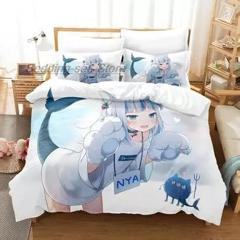 VTuber Ookami Mio Bedding Set Single Twin Full Queen King Size Bed Set Aldult Kid Bedroom Duvetcover Sets 3D Print Kawaii 70x133cm 2pcs