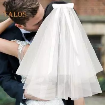 Вуаль на Хэллоуин, двухслойная лента, бант, украшение, мягкая сетчатая вуаль, свадебные аксессуары для косплея на Хэллоуин белый