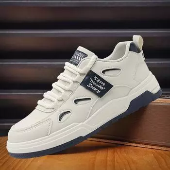 Vulcanized Shoes Fashionable Simple Men s Sneakers Breathable Lightweight Thick-Soled Shoes Non-Slip Wear-Resistant Casual Shoes 39 бежевый