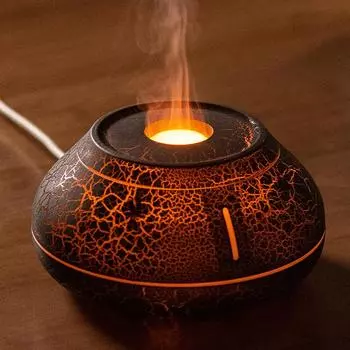 Вулканический ароматический диффузор 130 мл USB лавовый пламенный увлажнитель воздуха ультразвуковой генератор холодного тумана с цветным светодиодным пламенем серый