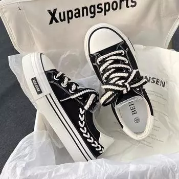 Вулканизированная обувь на платформе, женская парусиновая обувь для скейтбординга, повседневные кроссовки на плоской подошве, женские модные удобные слипоны, Zapatos Mujer 35 чёрный