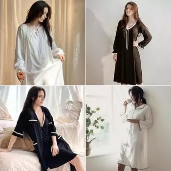 Выберите 1 из 15 предметов домашней одежды RYMD весна/лето Cotton short sleeve lace dress