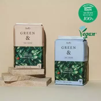 Выберите 1 из 2 видов гигиенических салфеток I m O Green & Vegan (средний размер 26P / большой размер 24P),Корейские женские товары I m O Green & Medium 26P
