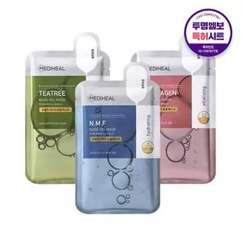 Выберите 1 из 3 нюдовых гелевых масок Mediheal (NMF/коллаген/чайное дерево),Корейский пакет масок 1 NMF