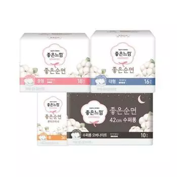 Выберите 1 из 4 приятных на ощупь хлопковых гигиенических прокладок (средний / большой / супер длинный / лайнер),Корейские женские товары Good pure cotton liner long 36