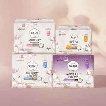 Выберите 1 из 4 видов гигиенических прокладок Good Feeling из органического хлопка без отбеливания (средний / большой / супер длинный / лайнер) Unbleached large size 14P