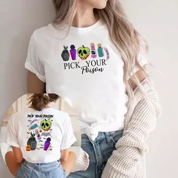 Выберите свою ядовитую футболку Футболка злодея Футболка Kuzco Poison Футболка Poison Apple Праздничная футболка на Хэллоуин Подарок семье на Хэллоуин S