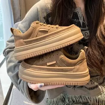 [Выбор прямой трансляции] Обувь на платформе, женская спортивная обувь, повседневная верхняя одежда, спортивная обувь в стиле кекс 35 чёрный