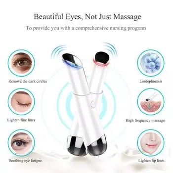 Выцветание тонких линий, мешки под глазами, черные круги, инструмент для красоты губ и устройство для красоты глаз, нагрев красного и синего света, устройство для защиты глаз, устройство для массажа глаз English instruction белый