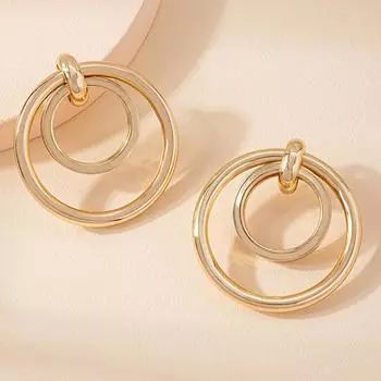 Выдалбливают круглые круглые ювелирные серьги для женщин золотого цвета геометрические серьги-капли европейские и американские простые аксессуары для ушей золотой
