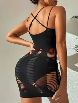 Выдалбливают облегающее платье для женщин с открытой спиной модные мини-платья прозрачные вечерние наряды для девушек сексуальная перспектива короткая юбка XL