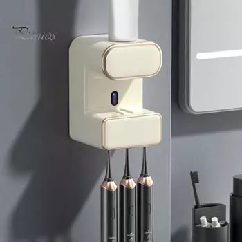 Выдавливатель для зубной пасты Электрический автоматический датчик Настенный интеллектуальный распределитель зубной пасты Тип-C Зарядный дозатор зубной пасты Насос для зубной пасты чёрный