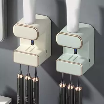 Выдавливатель зубной пасты Электрический автоматический датчик настенный Интеллектуальный распределитель зубной пасты Зарядный насос для зубной пасты Type-C зелёный