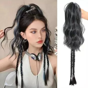 Выделенный волнистый узор, конский хвост, коса, зажим, конский хвост, парик, синтетический парик для женщин, термостойкий и удобный в носке