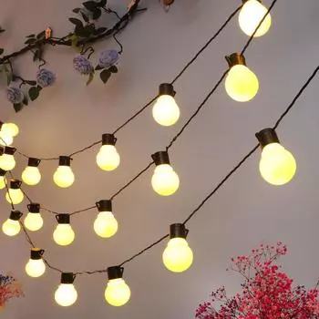 Выделите солнечные гирлянды для улицы G50 небьющиеся лампочки для украшения сада на праздник водонепроницаемые кемпинговые фонари 803 5m 20 leds