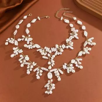 Выделяющееся ожерелье из искусственного жемчуга, тяжелое, ручной работы, свадебное, фестивальное, европейское, для красивой женщины слоновая кость