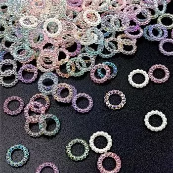 Выдолбленные нашивки круглые кольца DIY ювелирные аксессуары чехол для мобильного телефона ABS декоративные 100 шт. кремовый клей чашка для воды аксессуары с имитацией жемчуга AB Color разноцветный