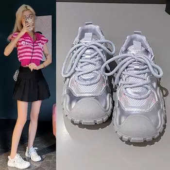 Выдолбленные туфли Pops женские летние туфли с большой головой уродливые милые туфли сетчатые дышащие повседневные спортивные женские туфли сандалии 35 белый