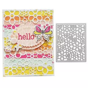 Выдолбленный цветочный фон, дизайн, трафарет для резки металла для DIY, скрапбукинга, альбома, фототиснение, бумажная карта, ремесленный декор серебряный