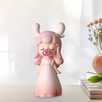 Выдувающий пузырь девушка статуя скульптура ремесла подарочная коллекция орнамент фигурка из смолы для рабочего стола розовый